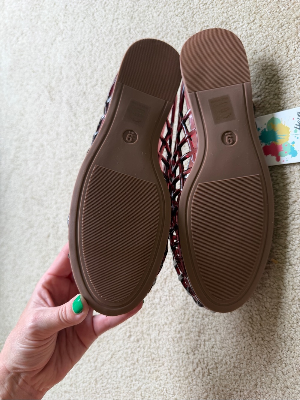 Women’s Wine Red Jelly Slip-On Shoes - Picture 4 of 4
